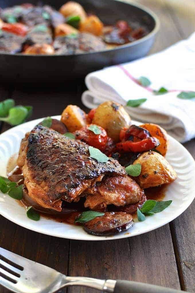 A plate of Spanish Chicken and Chorizo