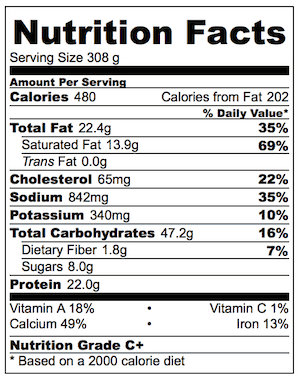 One Pot Creamy Mac and Cheese Nutrition
