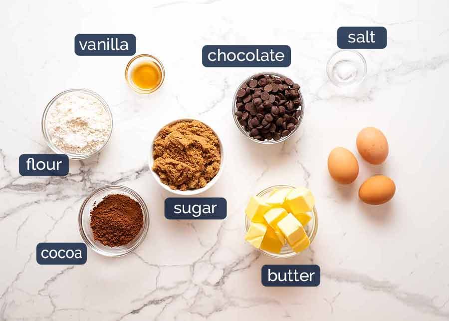 Brownie ingredients for Caramel brownies