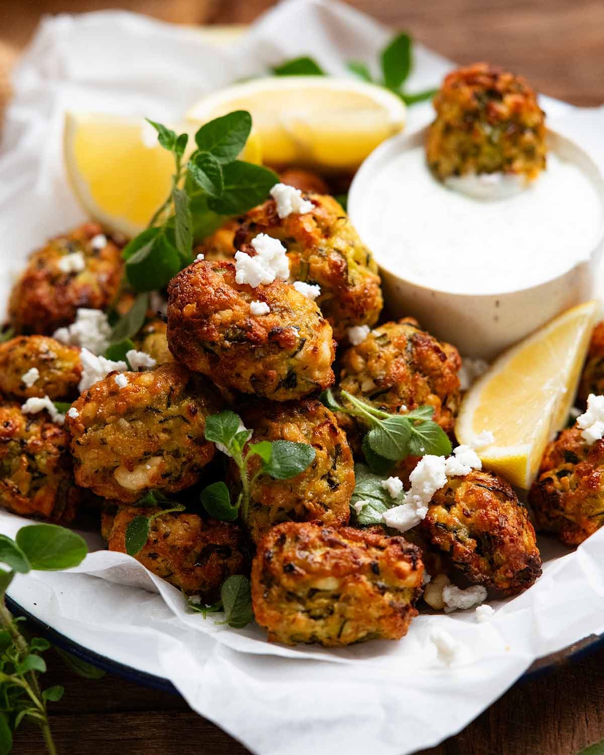Greek Zucchini Tots - Mini Fritters