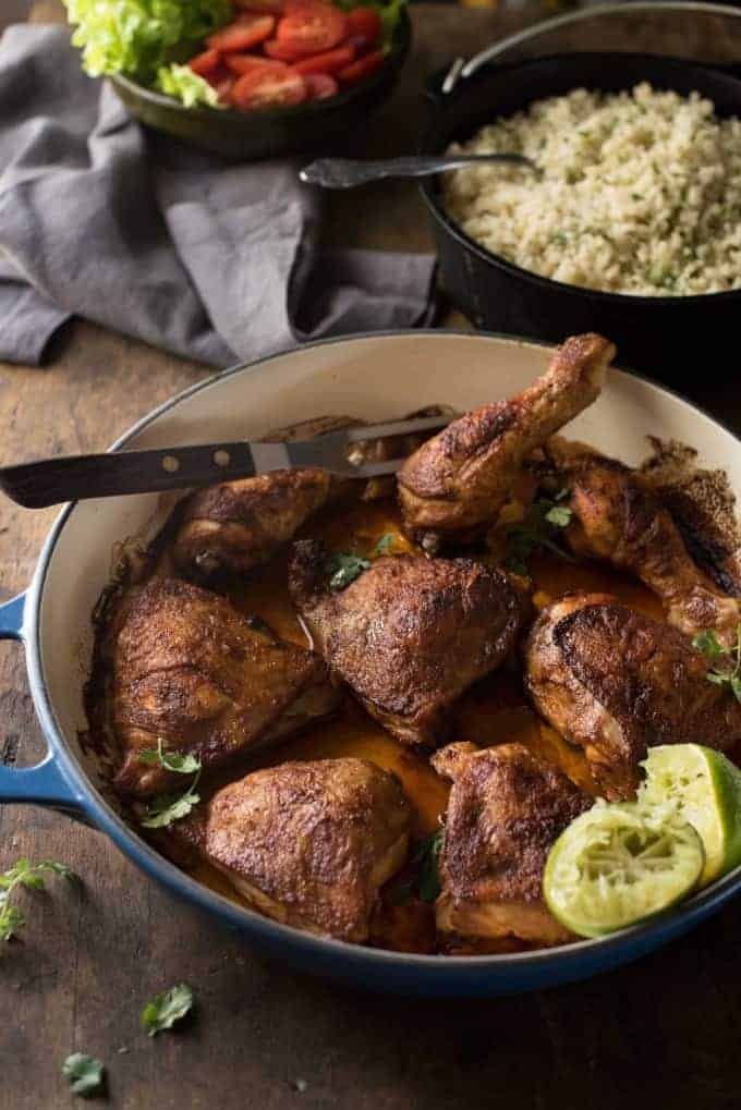Peruvian Roast Chicken - the marinade is simple but packs a flavour punch! And the rice is absolutely irresistible!