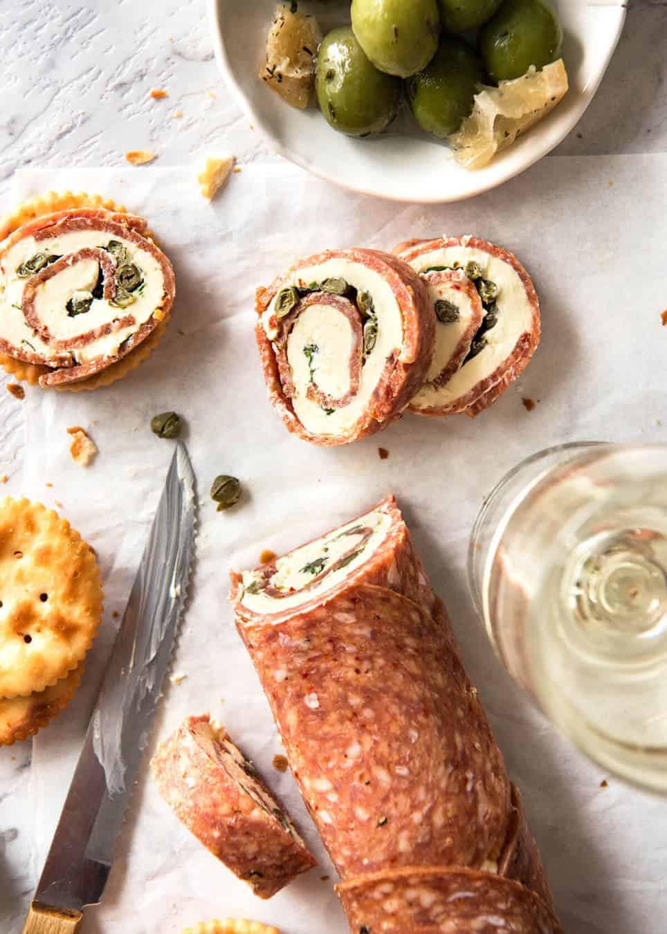 Salami Cream Cheese Roll Up - Great inexpensive party food idea! www.recipetineats.com