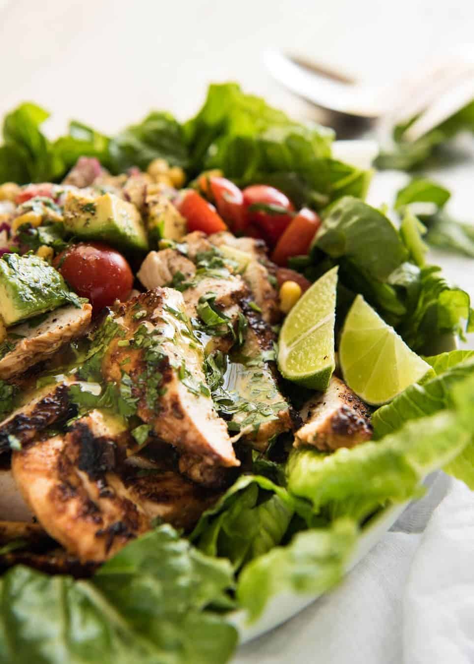 Loaded with all the good stuff! This Mexican Chicken and Avocado Salad is unbelievably good! www.recipetineats.com