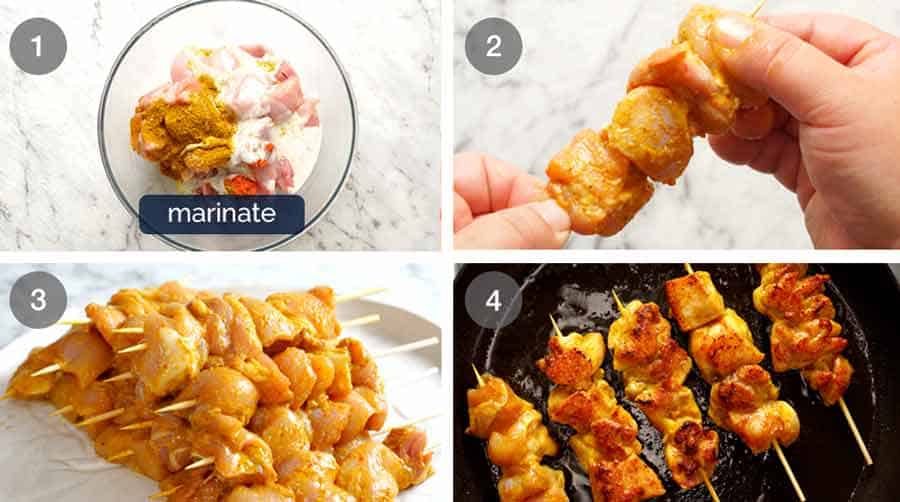 How to make Thai chicken satay skewers
