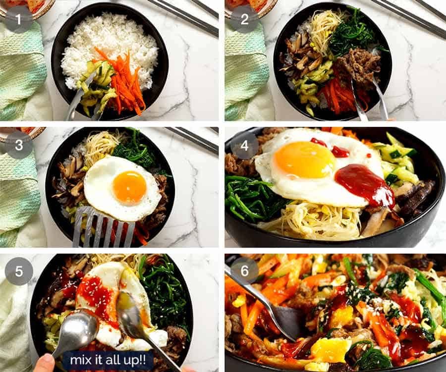 How to assemble Bibimbap