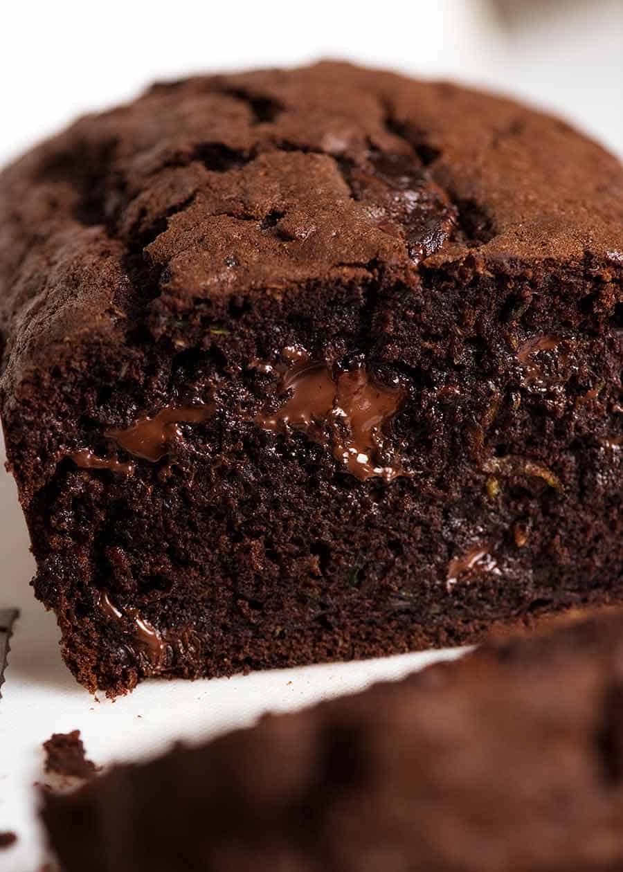 Photo showing the inside of Chocolate Zucchini Bread loaf