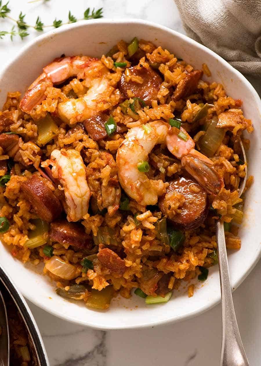 Jambalaya in a bowl, ready to be eaten