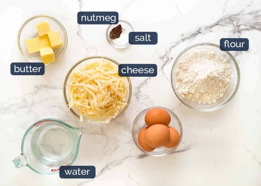 What goes in Gourgeres (cheese puffs)