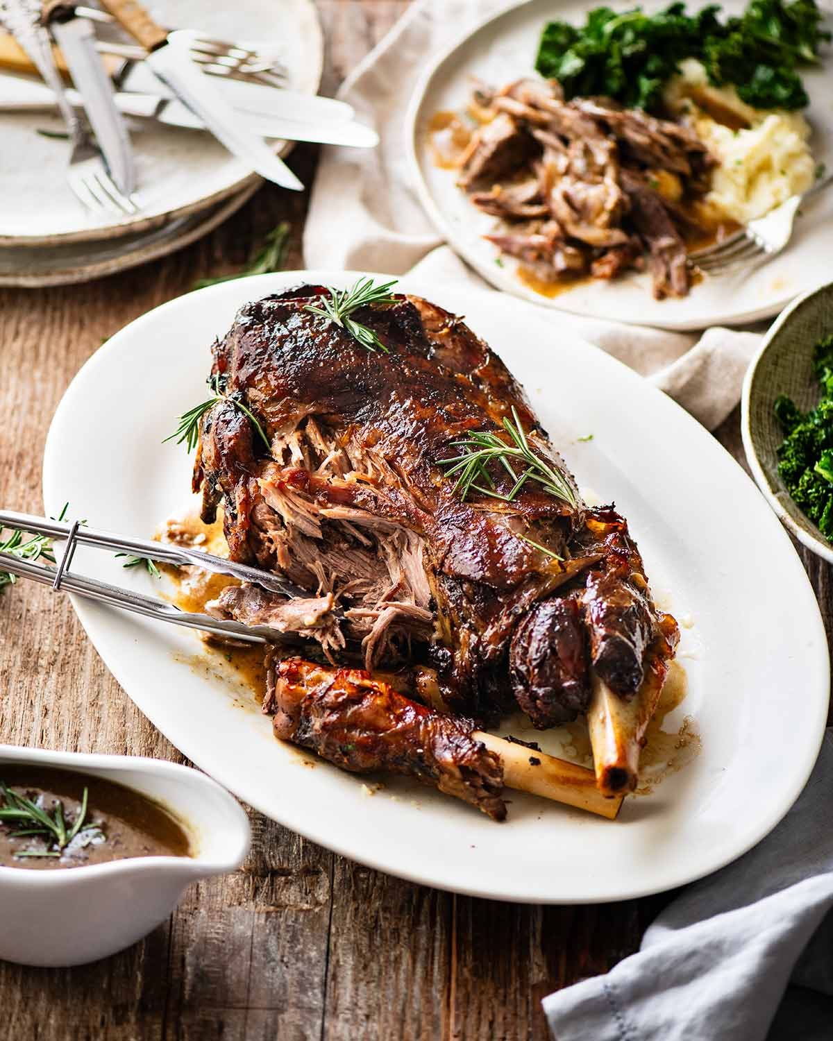 Slow Roasted Leg of Lamb with Rosemary and Garlic