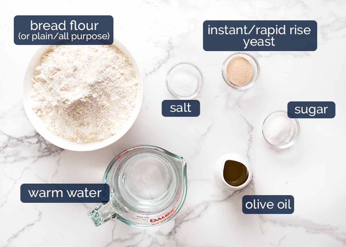 Ingredients in homemade pizza dough