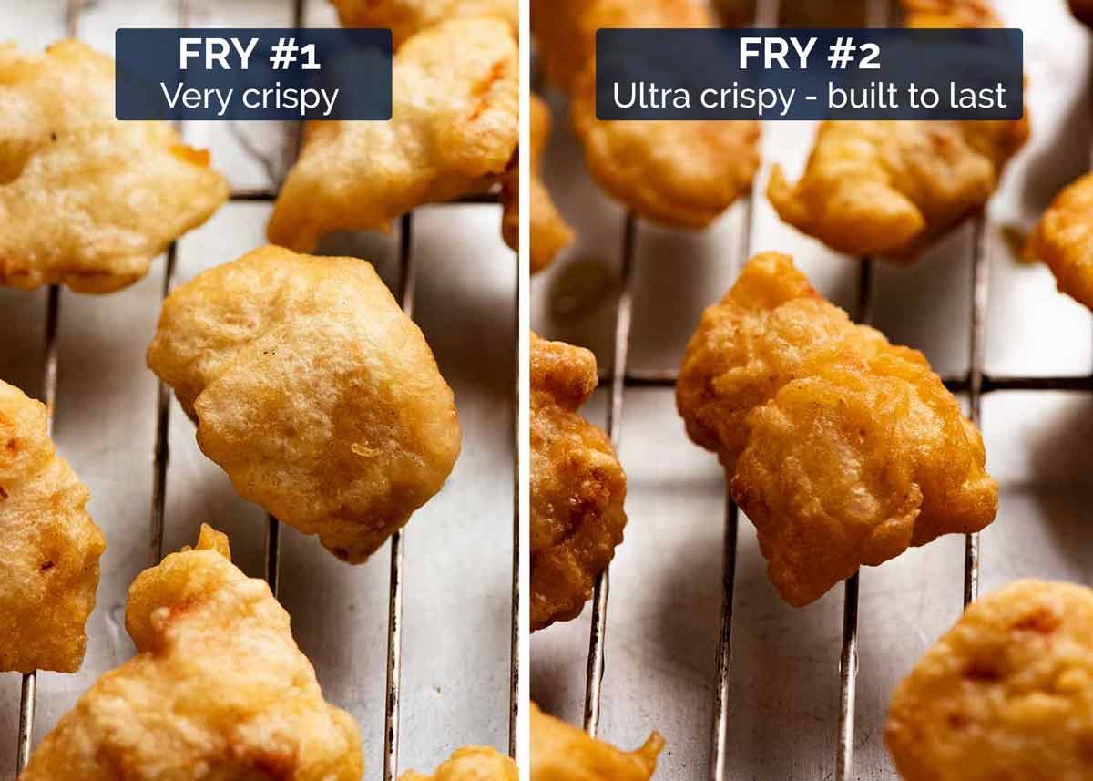 How to make really crispy chicken for Honey Chicken that stays crispy for hours (even after coating with sauce)