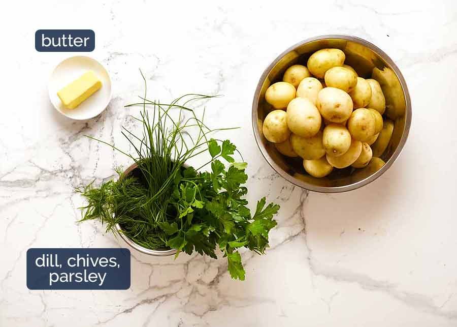 Ingredients in Baby Potatoes with Butter & Herbs