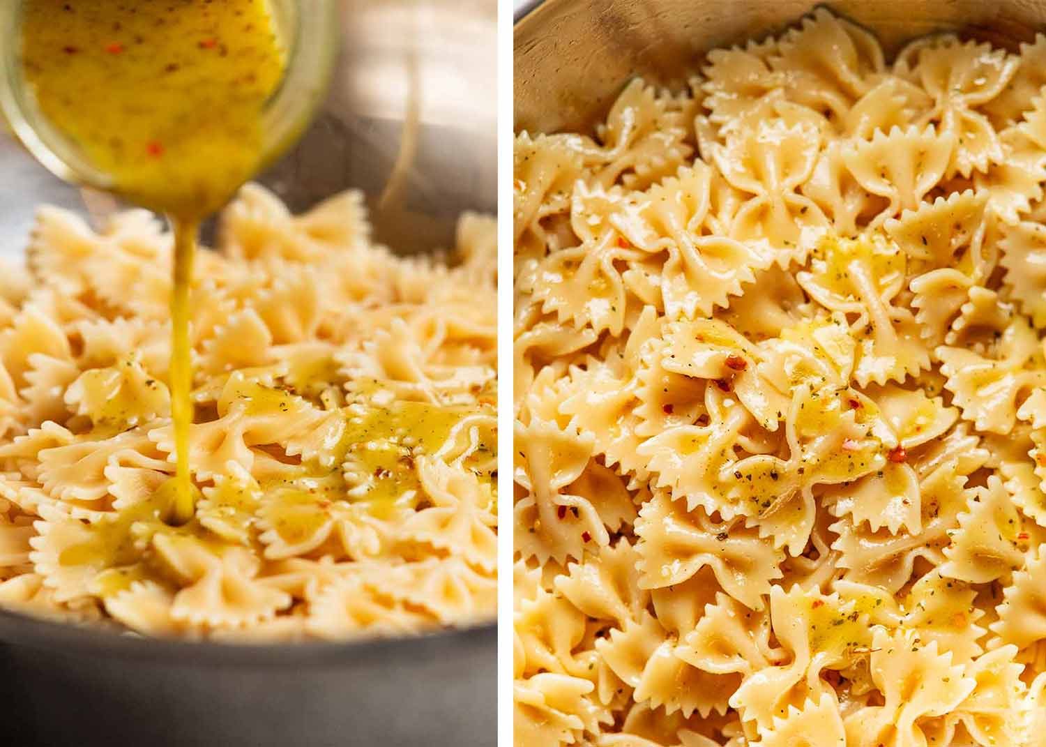 Soaking hot pasta Big, easy pasta salad