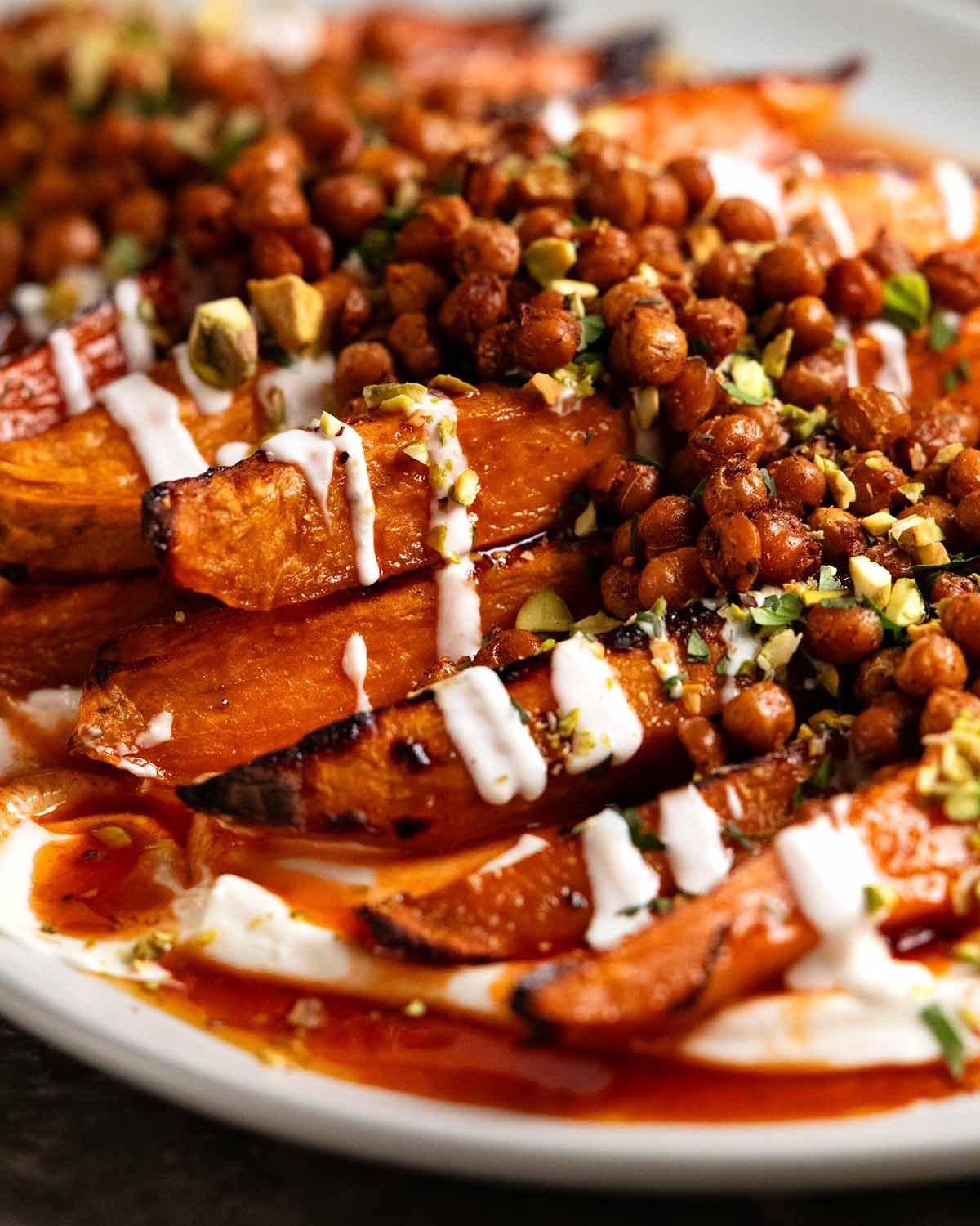 Maple sweet potato salad with whipped tahini