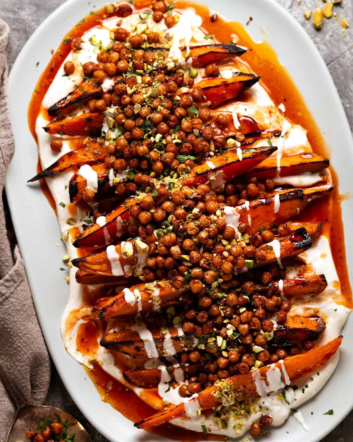 Maple sweet potato salad with whipped tahini