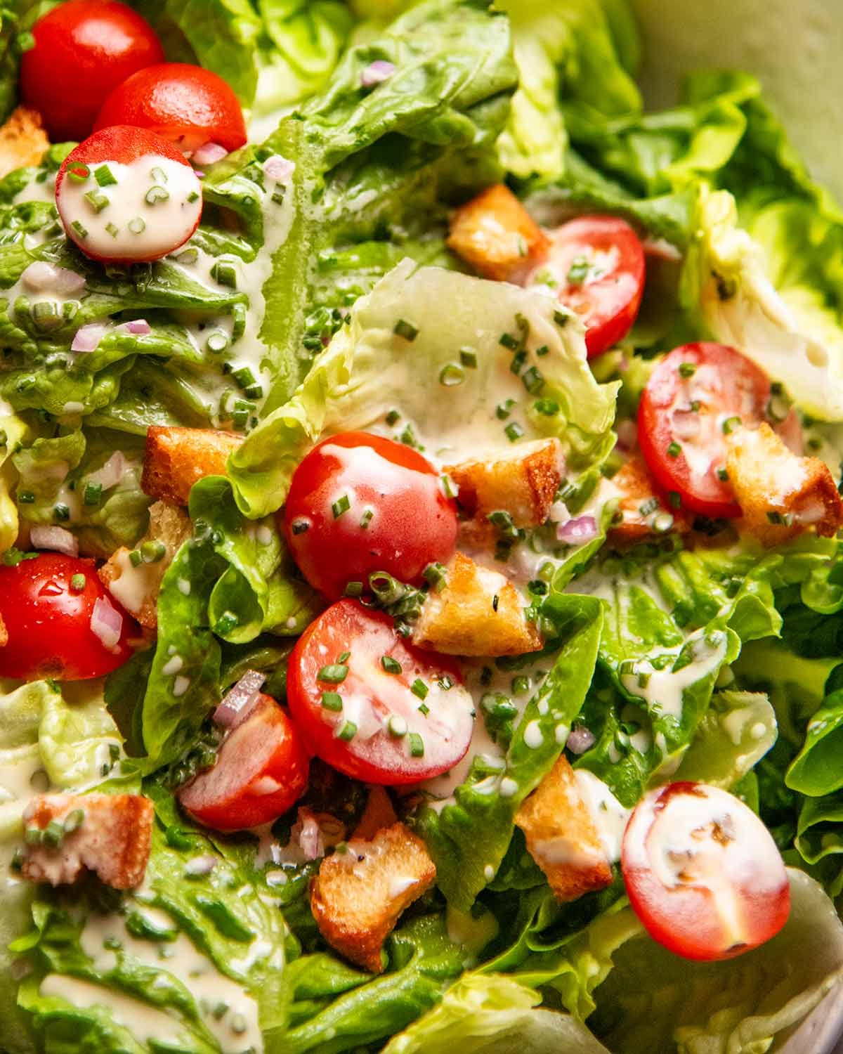 French Baby Gem Lettuce Salad with Creamy French Dressing