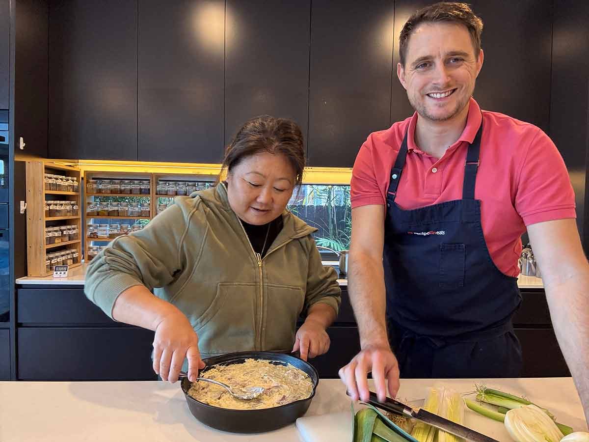 JB and Nagi French Fish Pie